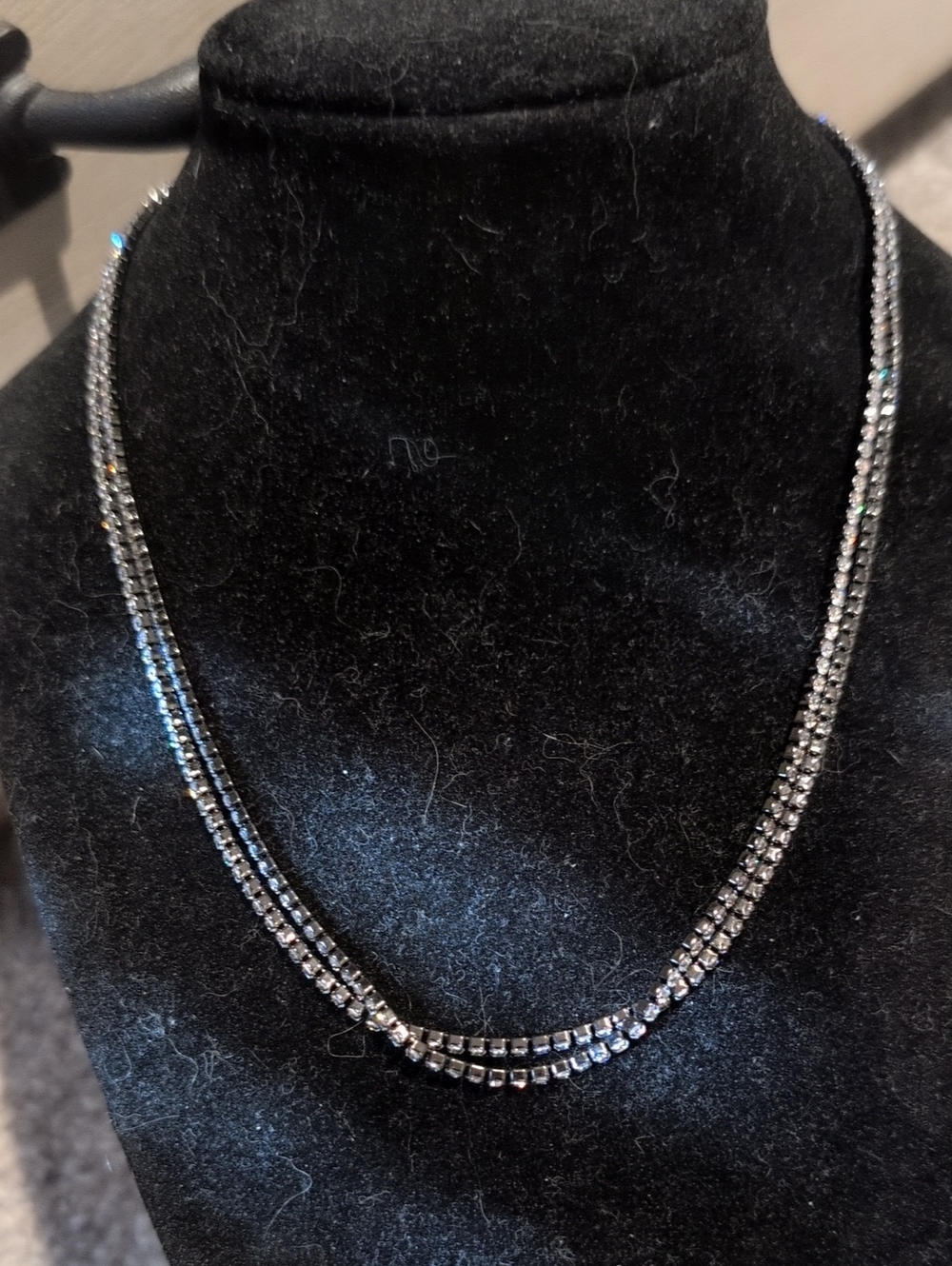 Elegant Double-Row Silver Crystal Necklace